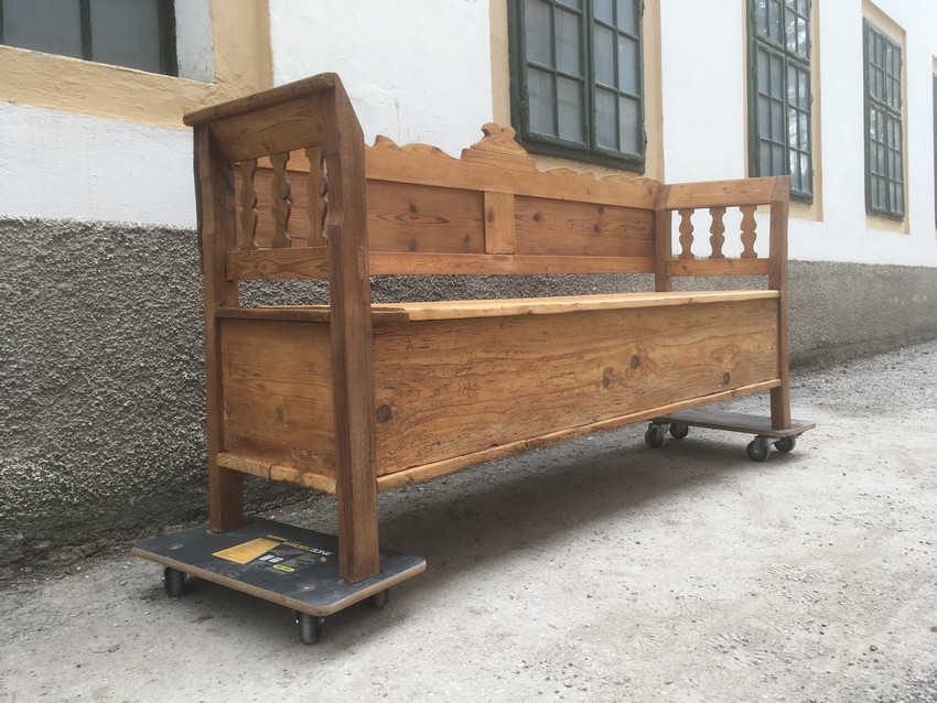 Truhenbank Weichholz antik