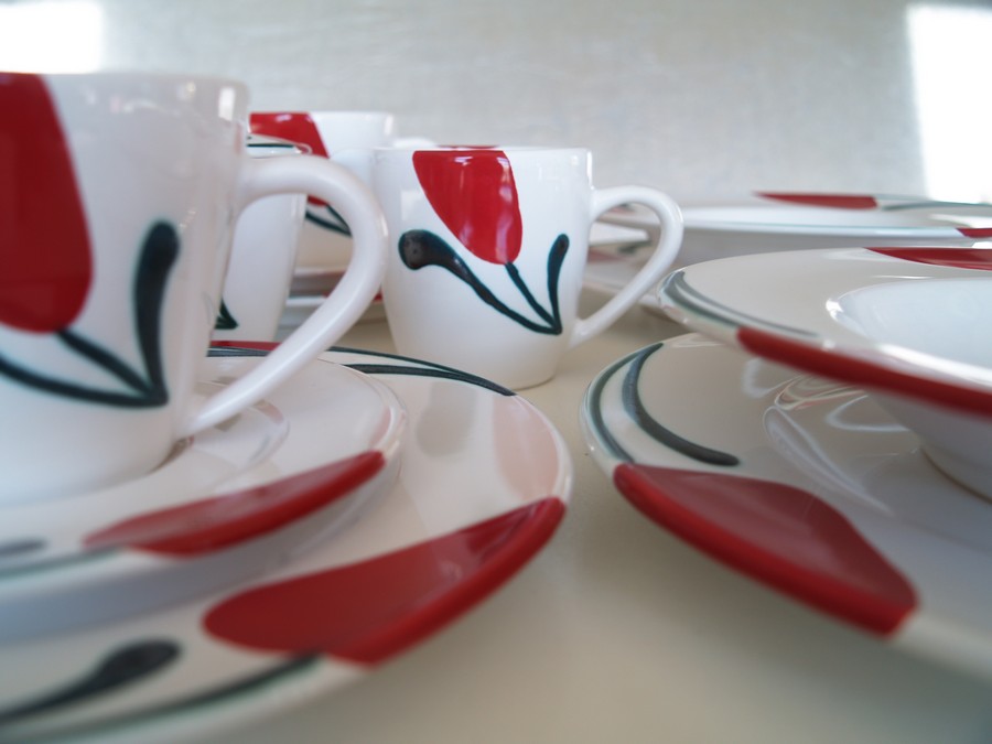 Gmundner Keramik SET Emotion Gourmet rot Aktion Kaffeetassen