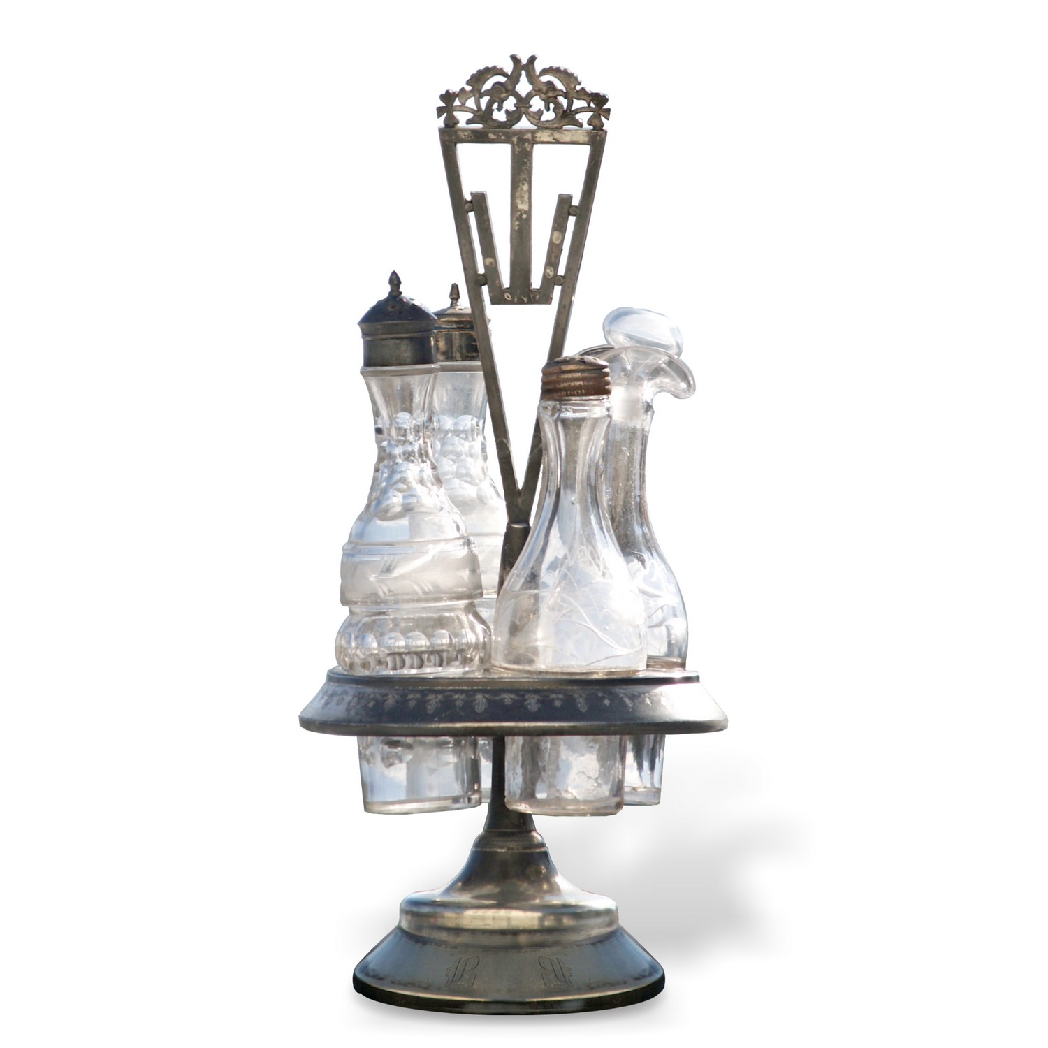 MENAGE Gewürzmenage antik groß Salzstreuer Kristallglas Menage antik