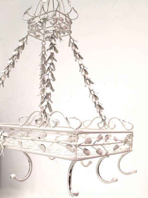 Hängeregal Shabby Chic creme Küche Tassenhalter Kräuterkrone Küchenregal