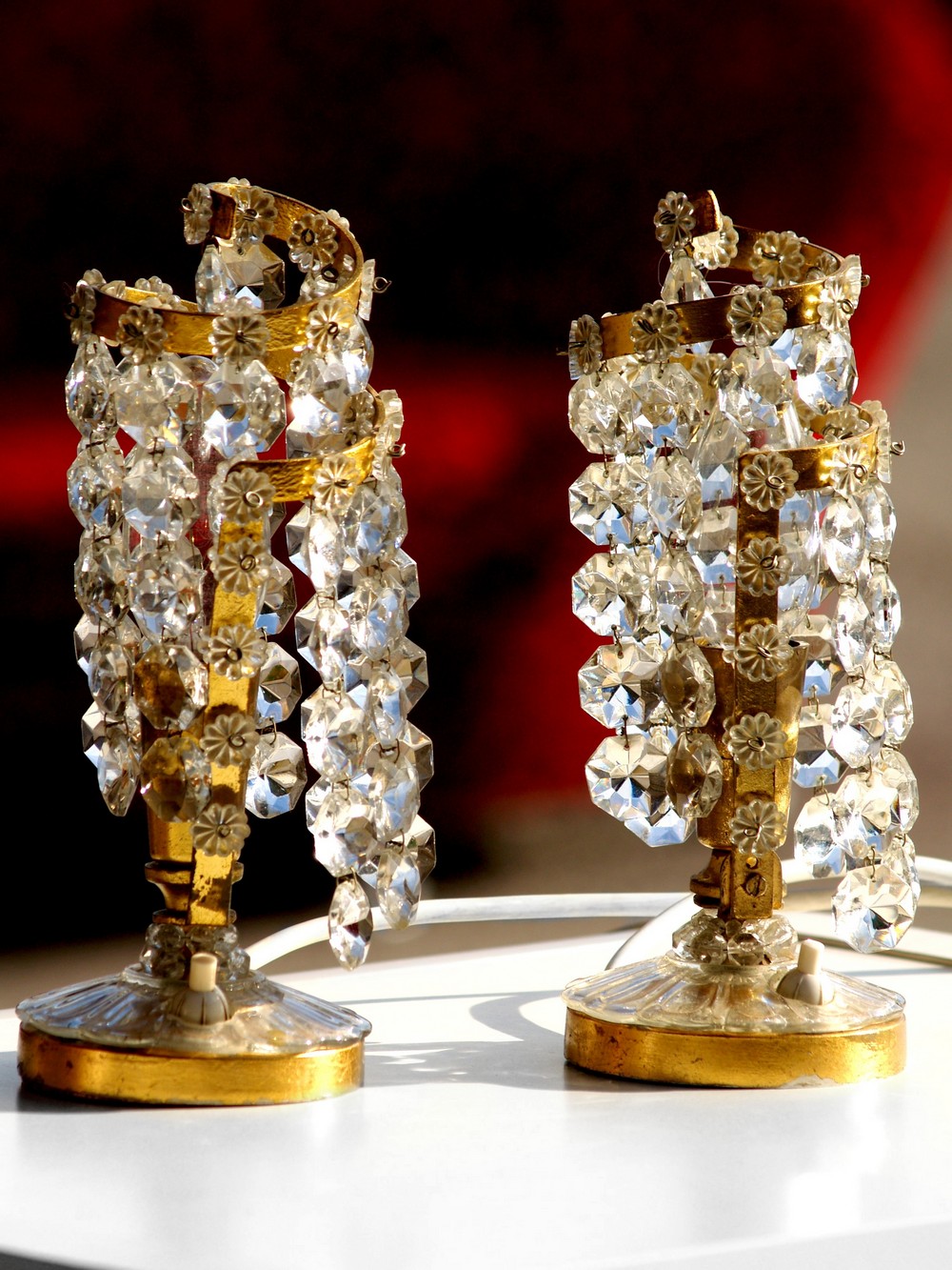 Tischlampen Vintage Kristall Messing Original