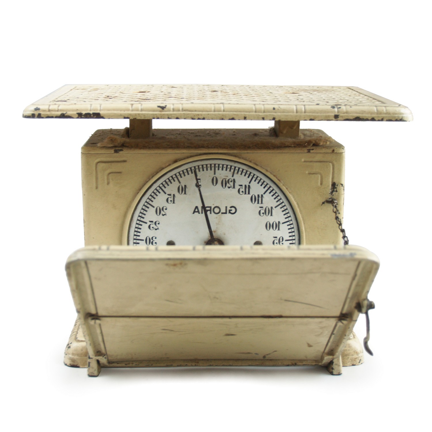 Gloria Spiegelwaage Personenwaage Gusseisen Waage beige Shabby Chic Gloria Personenwaage antik