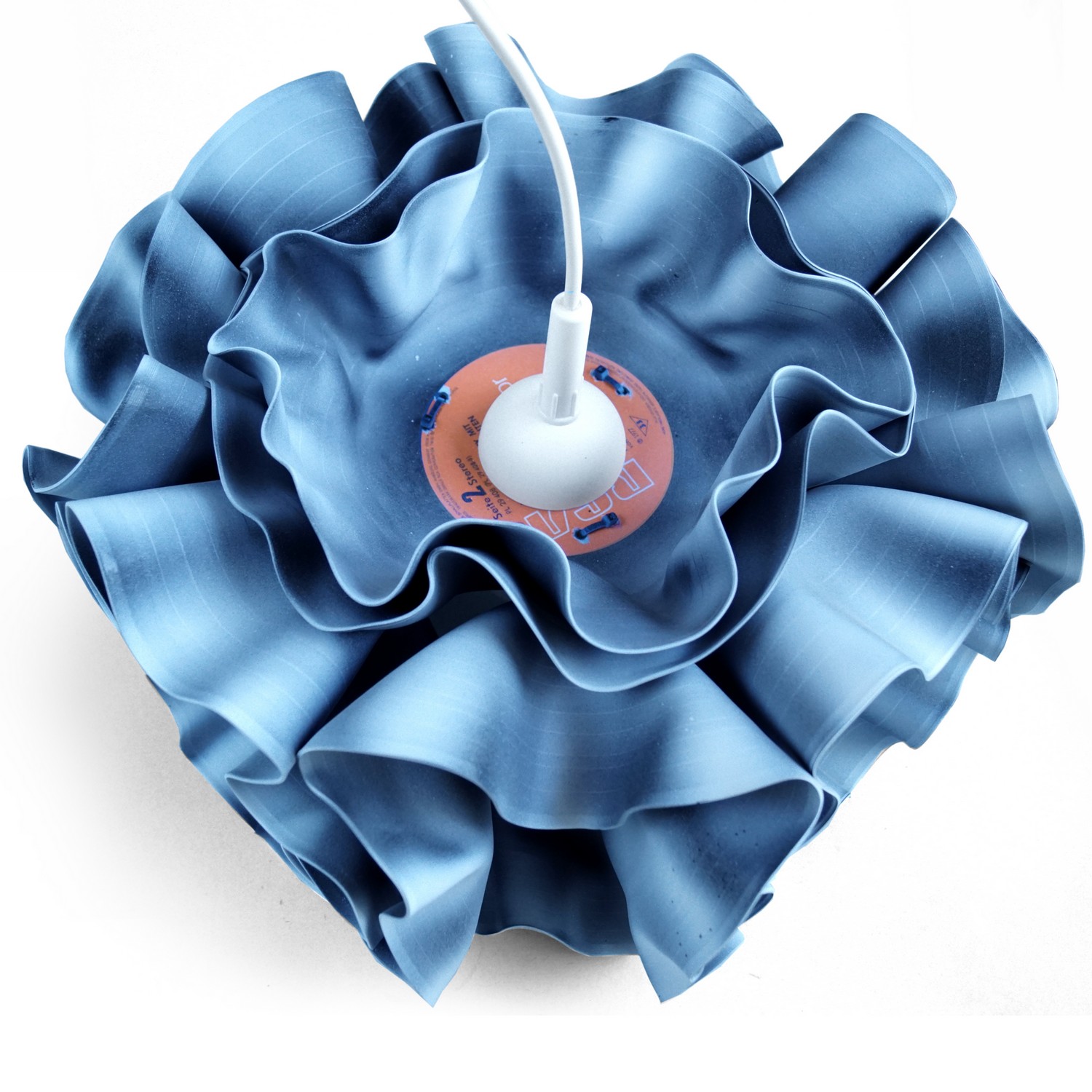 Hängelampe Vinyl "Schallplatten" Lampe Retrodesign blausilber Cinema