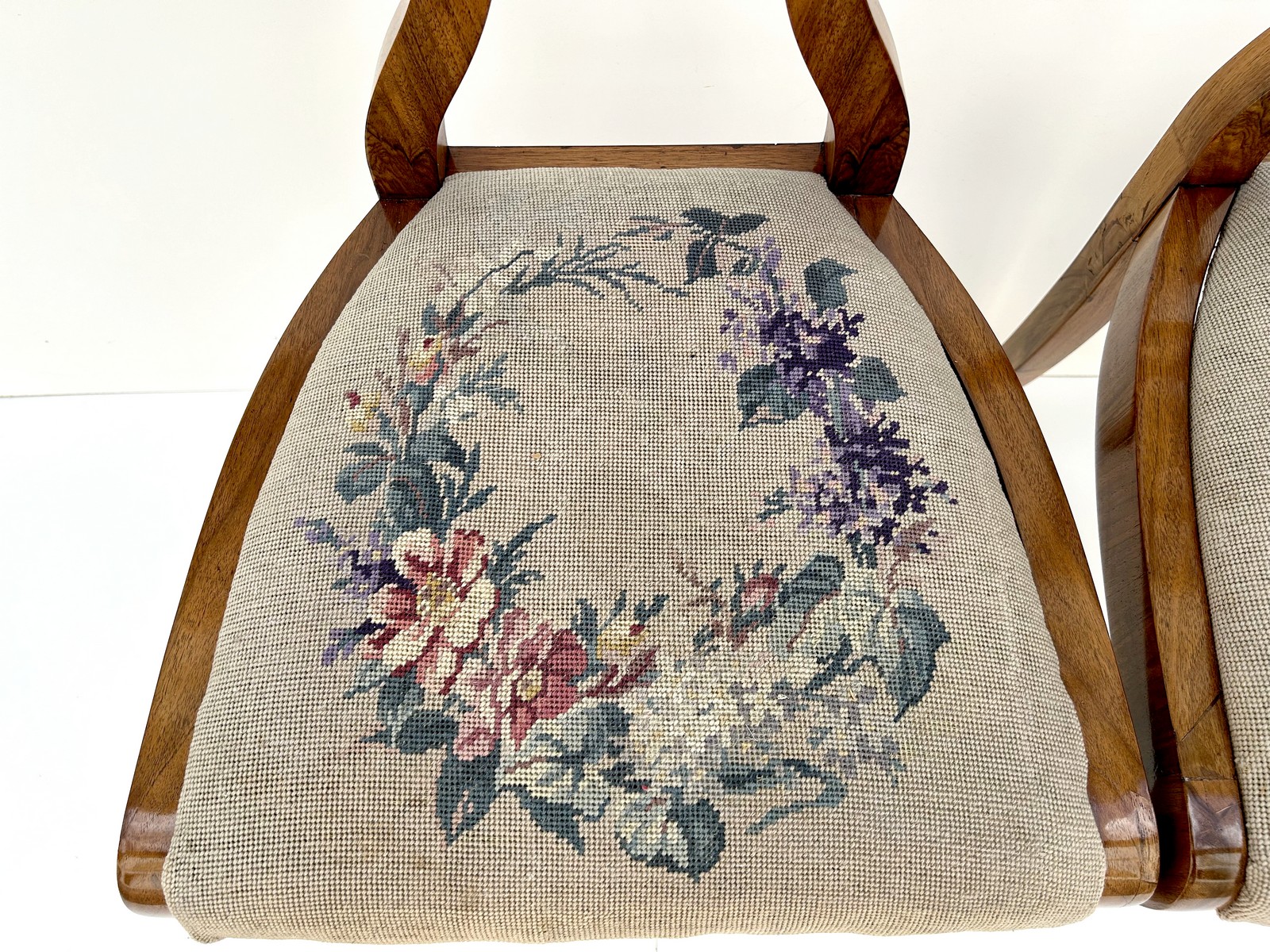 Paar Biedermeier Sessel Stuhl antik Gobelin 2 Stk. um 1820