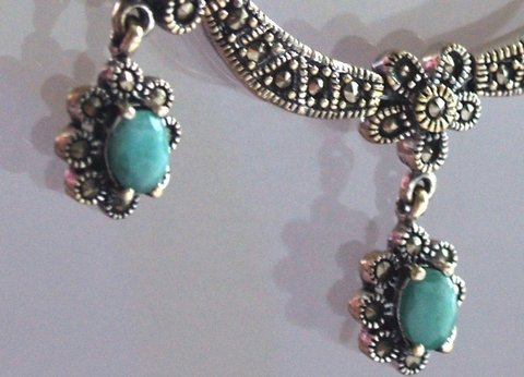 Collier Halskette 925 Silber Handarbeit Smaragd