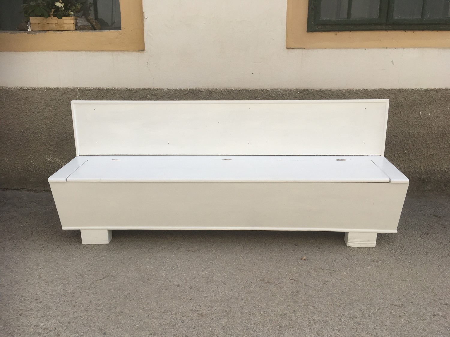 Küchenbank Vintage Sitztruhe Truhenbank Shabby Chic weiß Retro Sixties