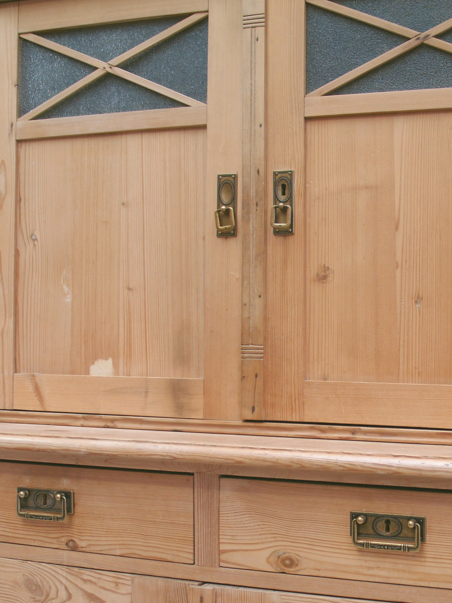 Kredenz Naturholz Küchenschrank antiker Weichholz Schrank Bauernschrank Jugendstil