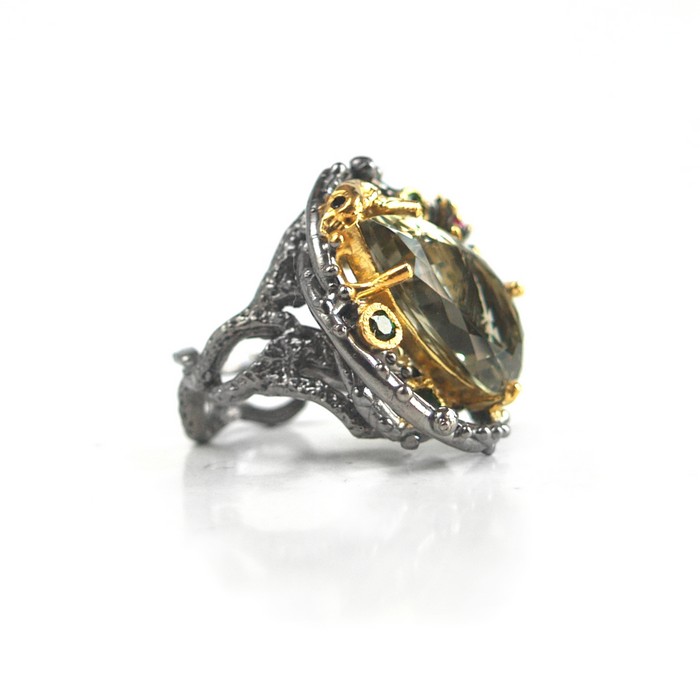 Ring Amethyst Silber gruen