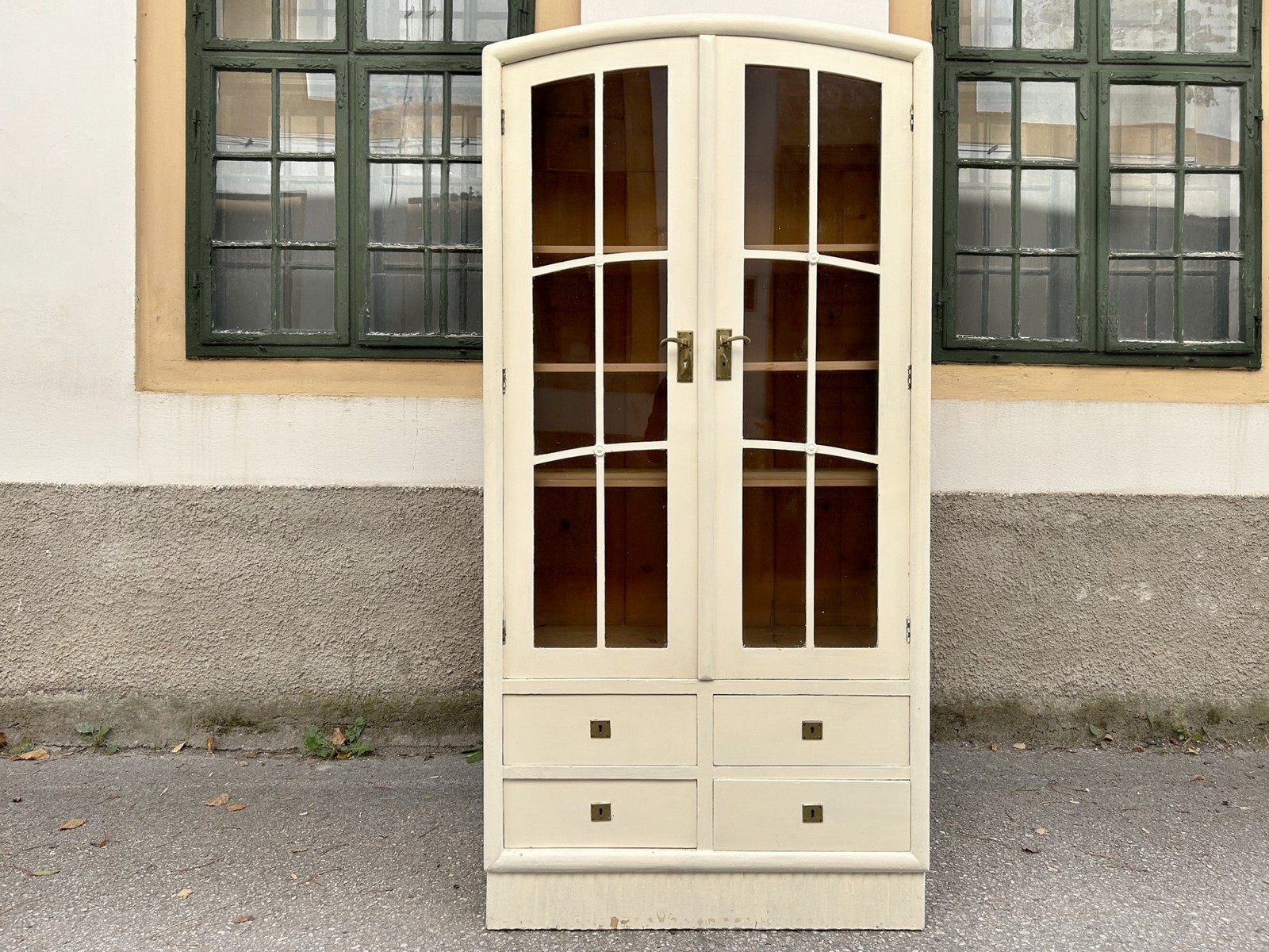 Antike Jugendstil vitrine Massivholz Möbel shabby chic Schrank Antiquität