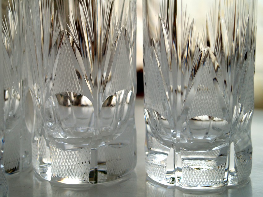 Wassergläser Bleikristall Waffelschliff Vintage Schleuderschliff