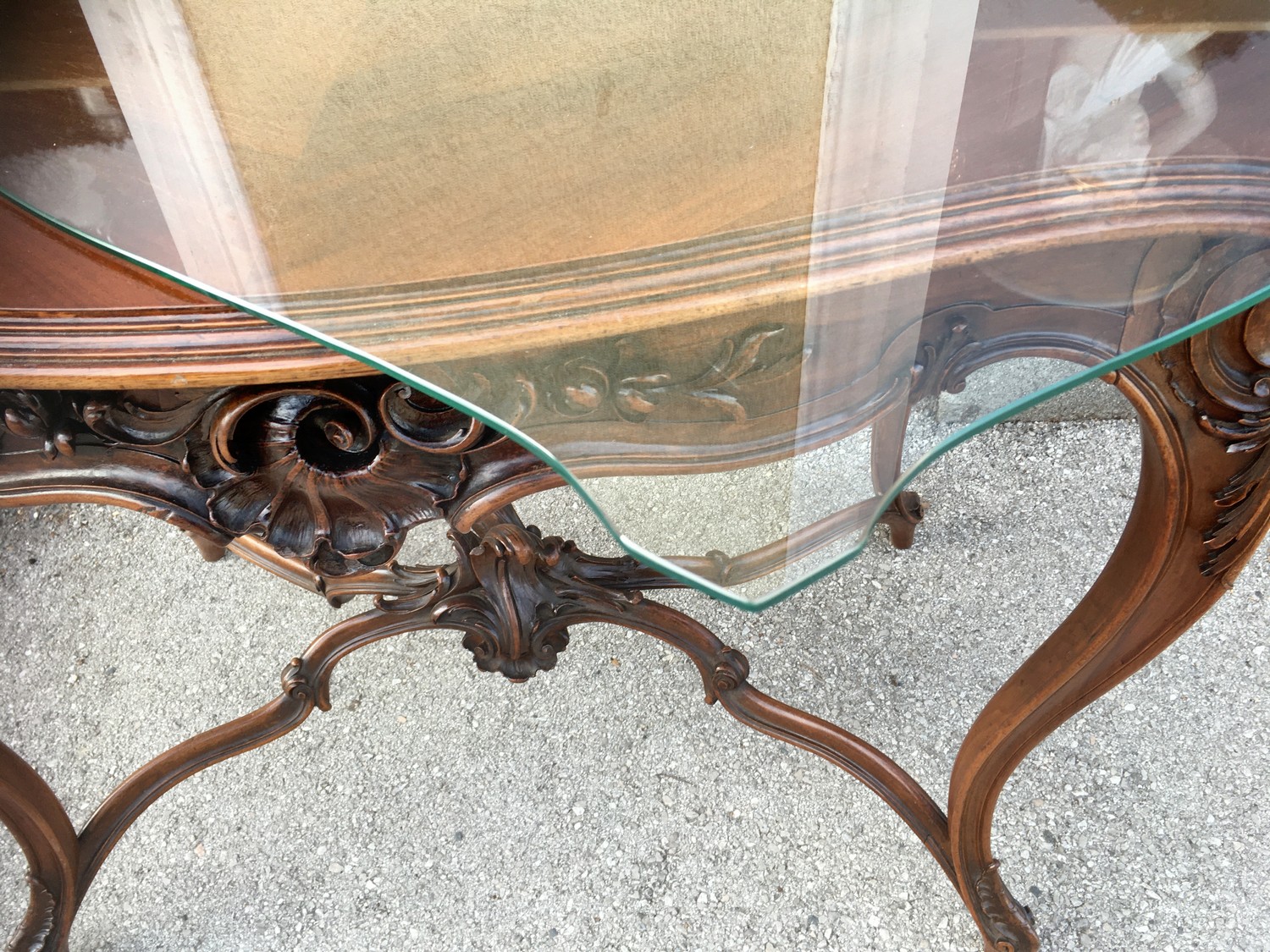 Tisch antik Salontisch Glasplatte Wiener Barock Pfeiferlbarock original