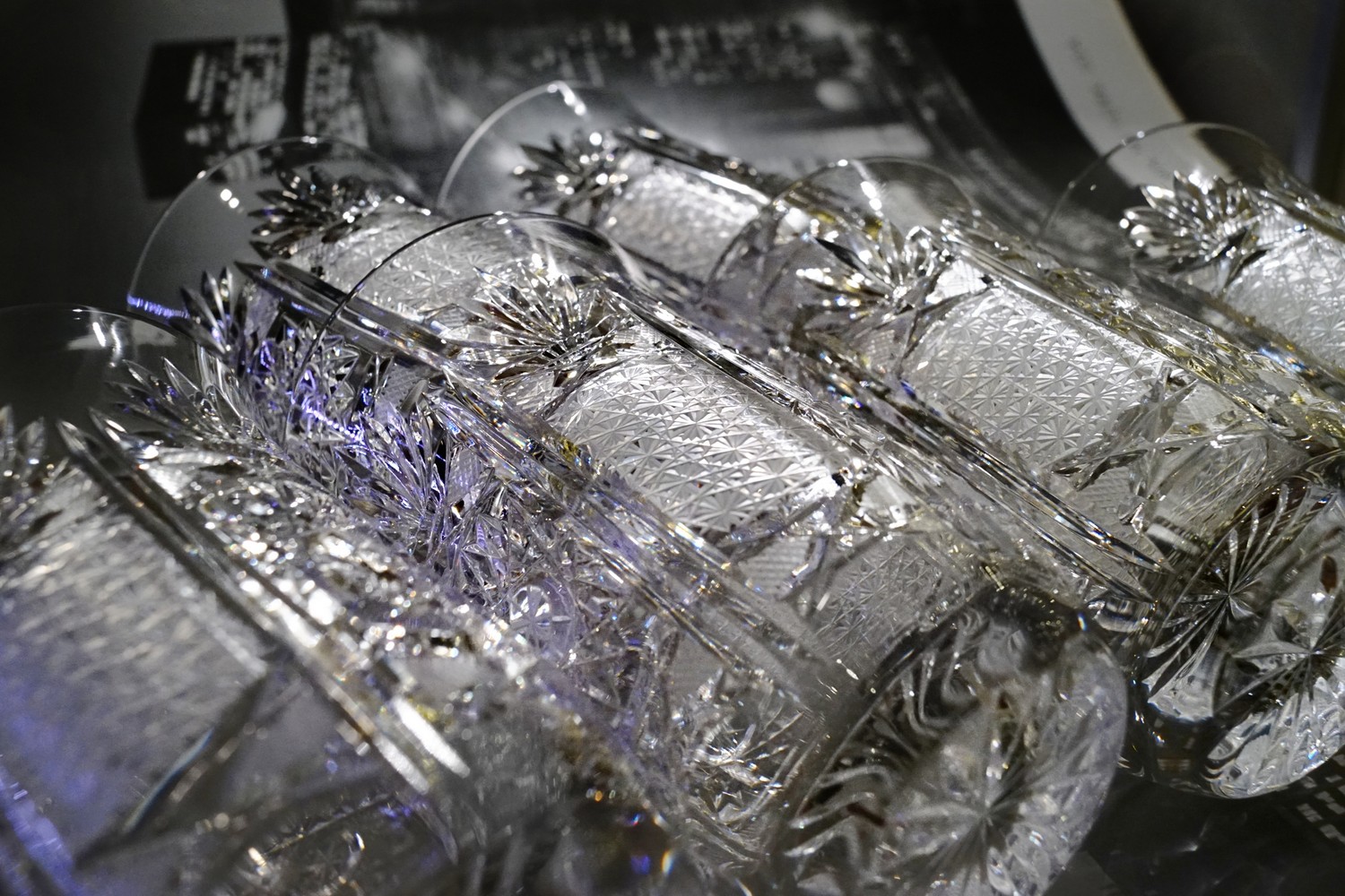 Bleikristall Gläser geschliffen Wassergläser Waffel Raute Schliff Bier Vintage neuwertig