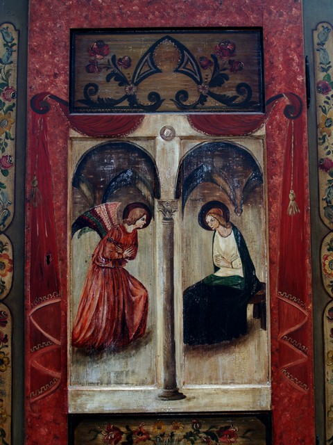 Bauernschrank sakral bemalt antiker Bauernschrank sakral bemalt Engel Möbel