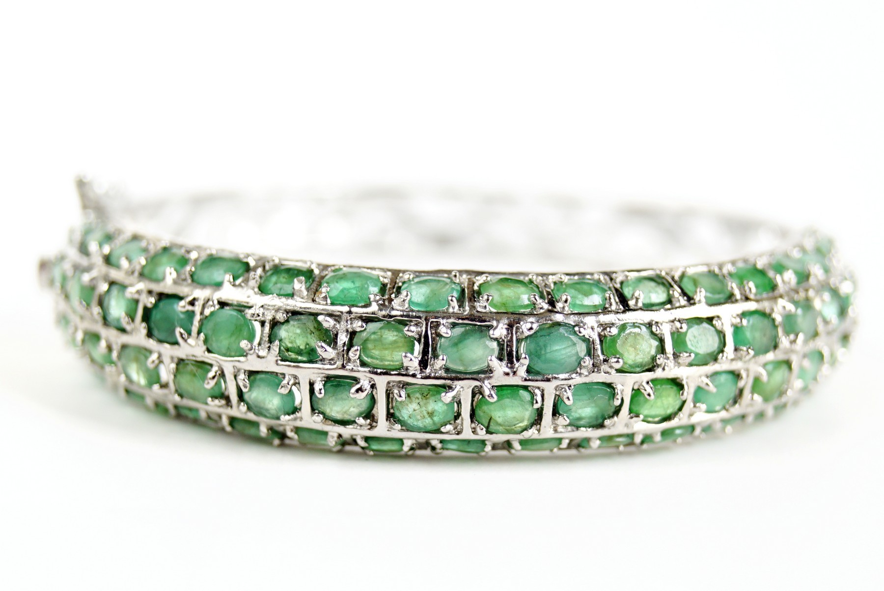 Smaragde Armreifen Silber 925 Armband 14 Karat Weißgold vergoldet