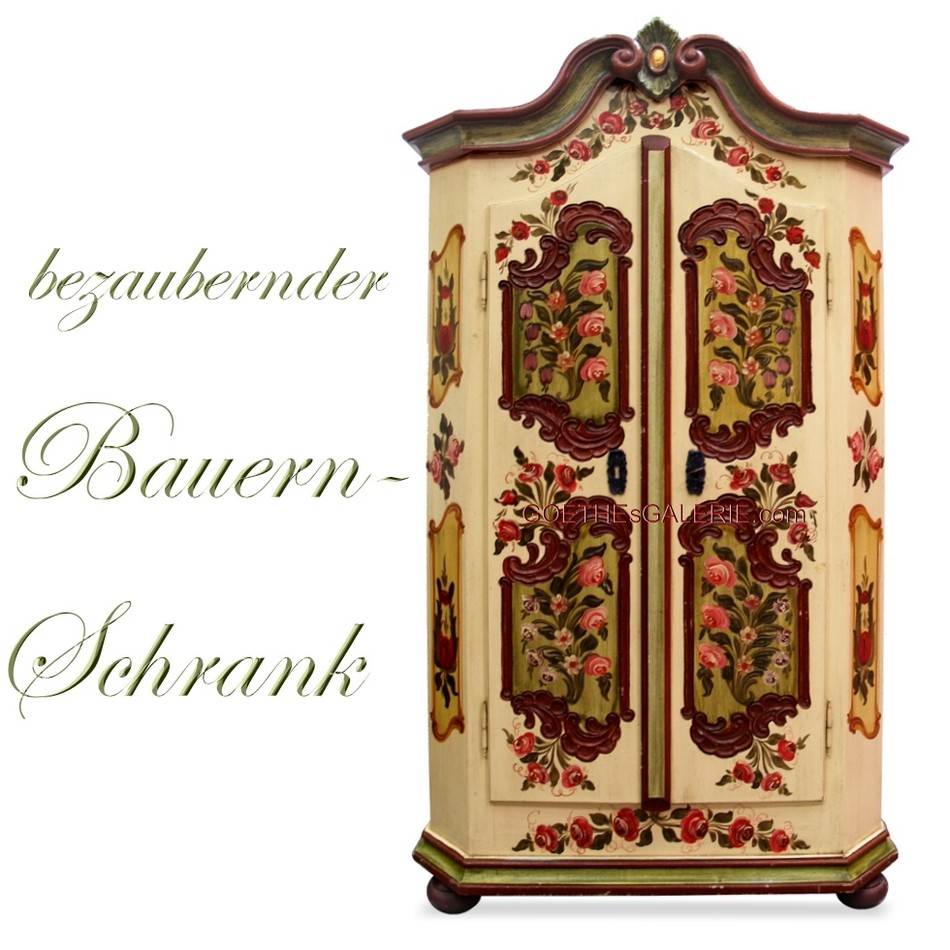 Bauernschrank Antikstil handbemalt Dielenschrank Bauernschrank handbemalt
