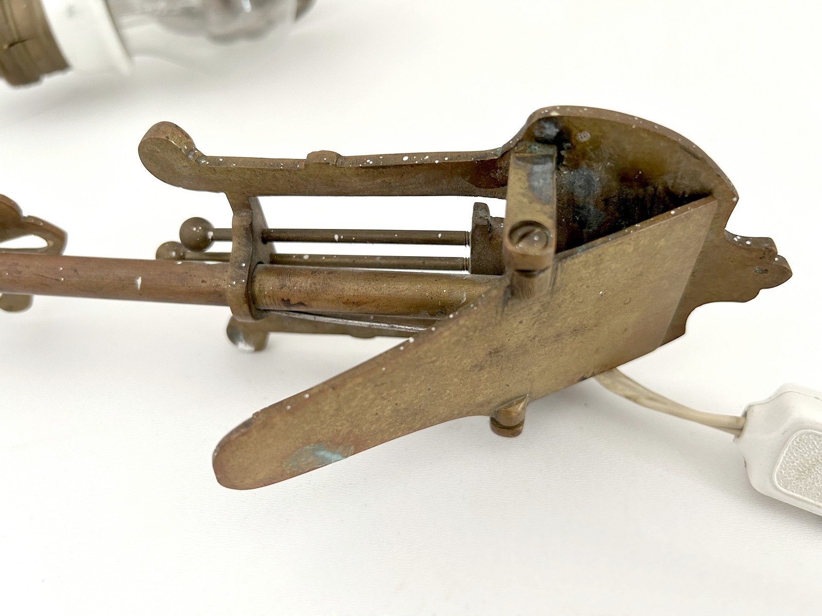 Vintage Klemmlampe antiker Leuchter Orchesterlampe Notenständer Muschel Lyra Wandlampe Tischlampe Tischleuchter Antiquität Art Deco