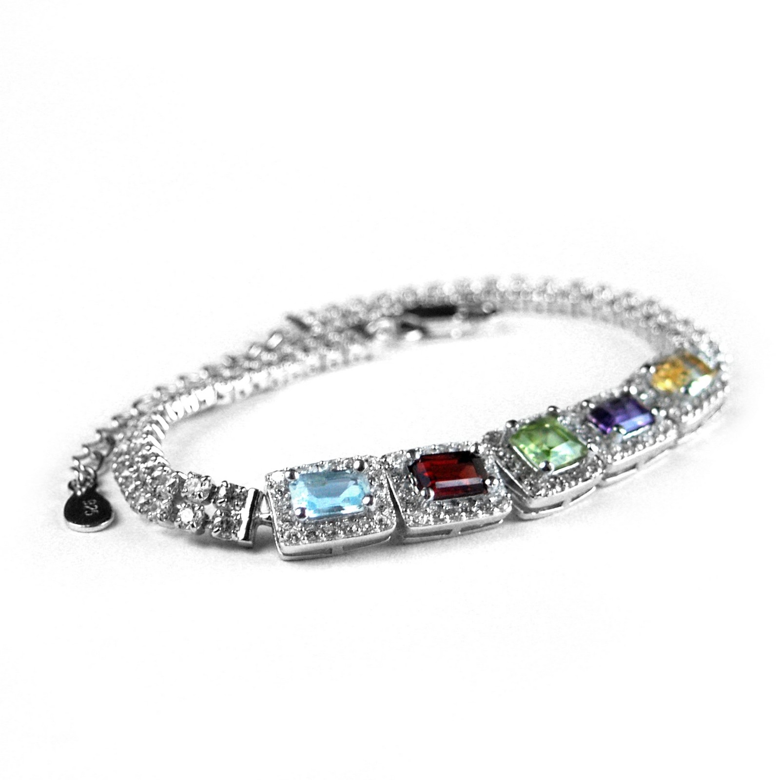 Armband 925 Silber Edelsteine Multicolor