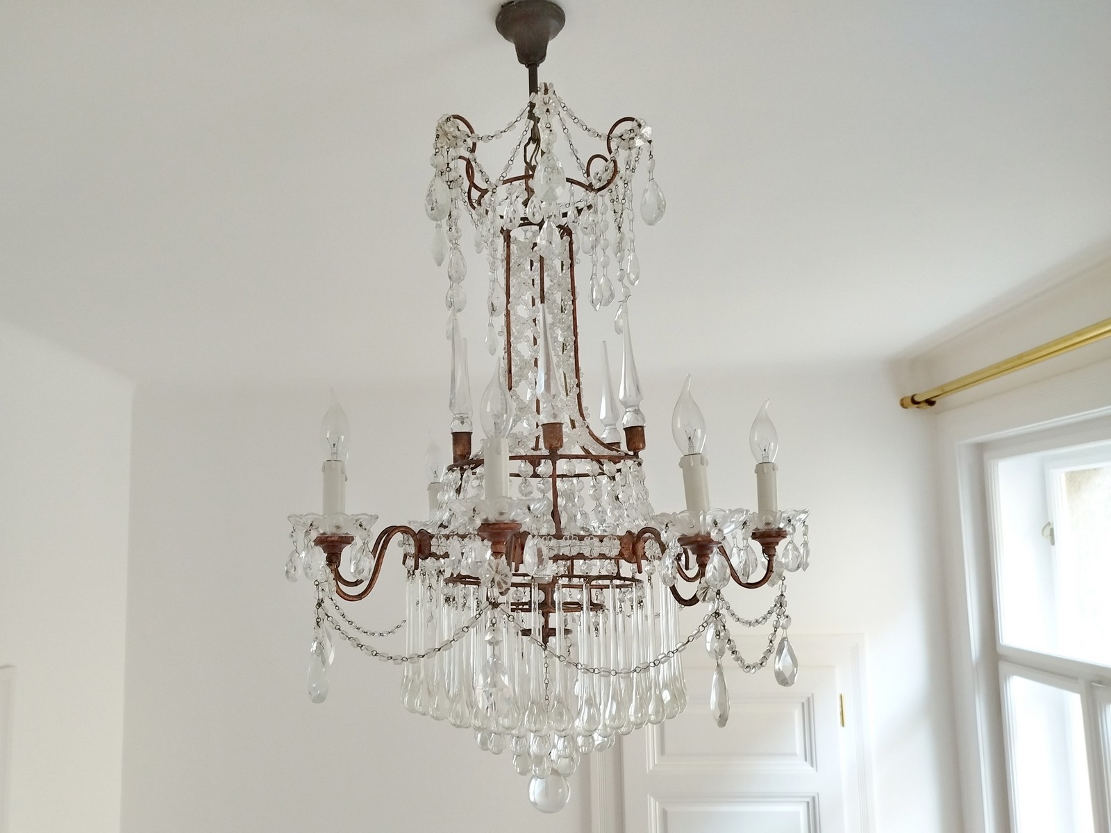 Neoklassizistischer Kronleuchter Kristall Murano Glas Antik Neoklassizistischer Kronleuchter Kristall Murano Glas Antik