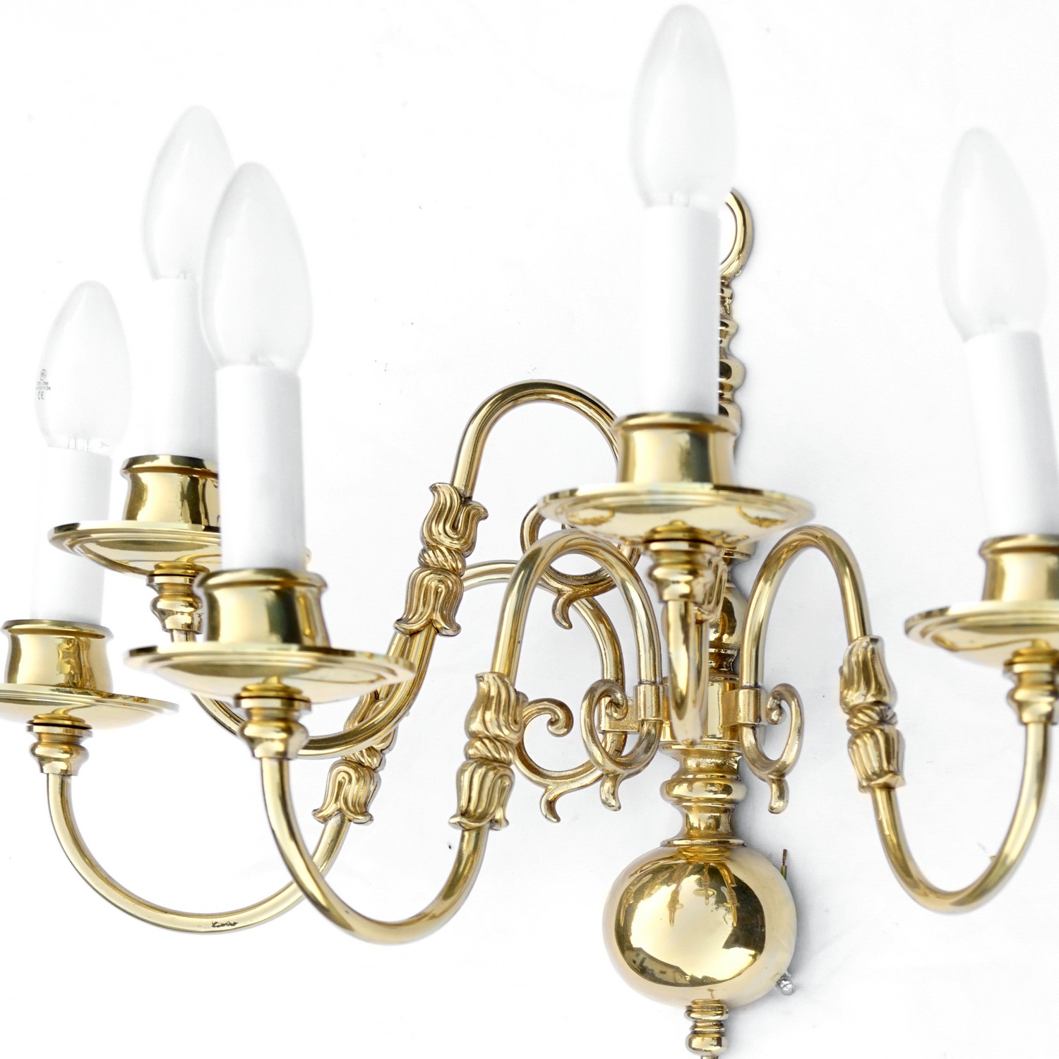 Wandleuchter Flämisch Messing glänzend 5-armig Barockstil Lampe Wandleuchter Flämisch Messing 5-armig Barockstil Lampe Orion Leuchten Wien