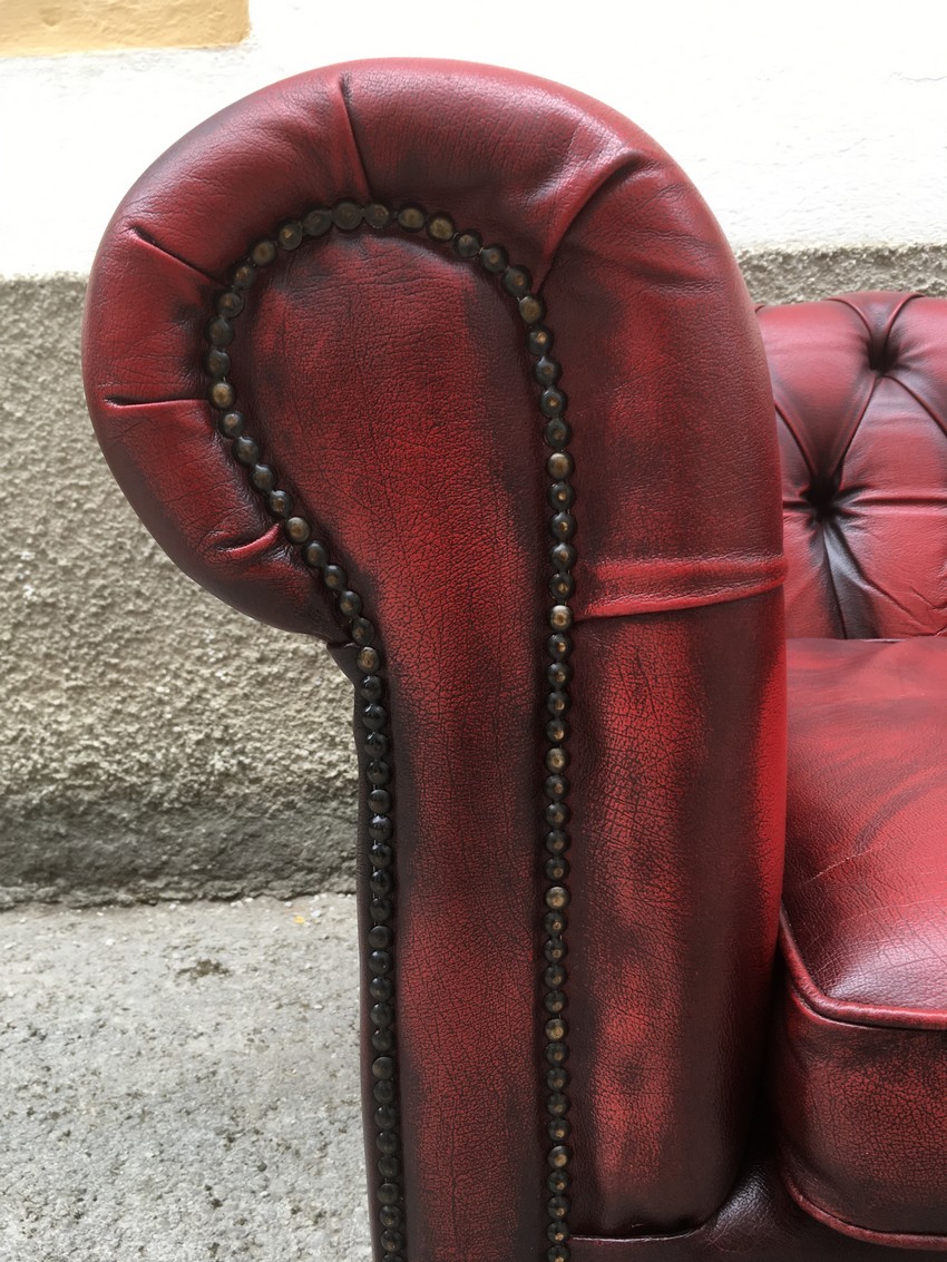 Ledersessel Chesterfield rot