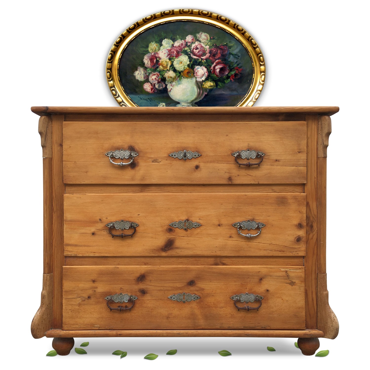 Kommode antike Ladenkommode Barock Weichholz mit drei Laden Kommode Ladenkommode Weichholz antik Anrichte Historismus drei Laden