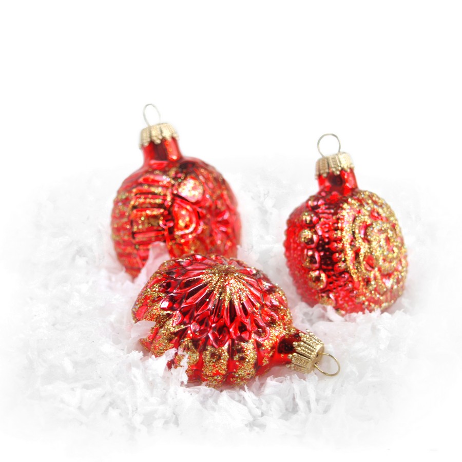 Christbaumkugel Lauscha Glas Reflex-Glitter rot Christbaumkugeln Lauscha Glas rot Glitter Stern Reflex