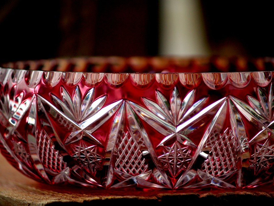 Bleikristall Rubinrot groß Schale