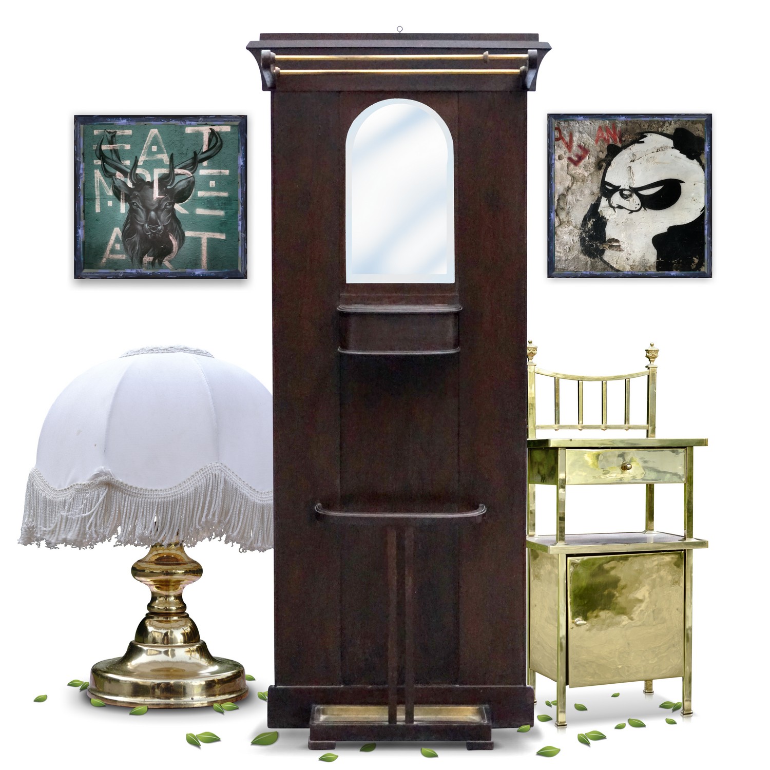 Garderobe Garderobenwand antik Art Deco Wandgarderobe Original Garderobe Garderobenwand antik Art Deco Wandgarderobe Original