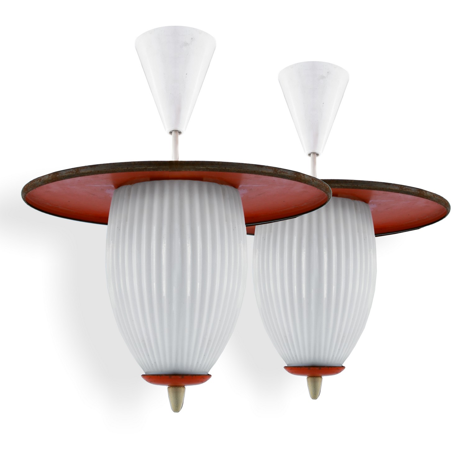 Hängelampe 60er-Jahre Vintage Rockabilly Glas Lampe rot Hängelampe 60er-Jahre Vintage Rockabilly Glas Lampe rot