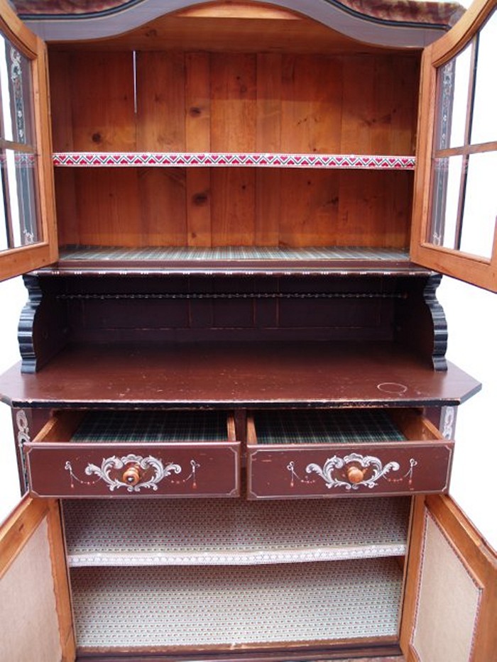 Buffet antik bemalt Küchenschrank Vitrine Bauernstube Möbel Holz