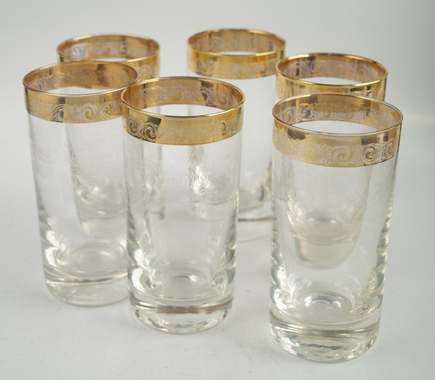 Murano Medici Kristallgläser Goldrand 6 Stk Wassergläser