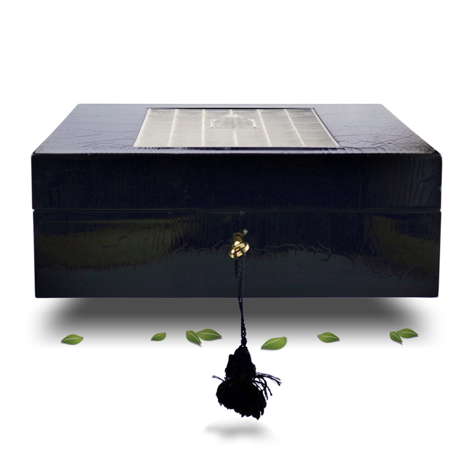 Schmuckbox Lalique Madison Black Lacquered Box masque de femme