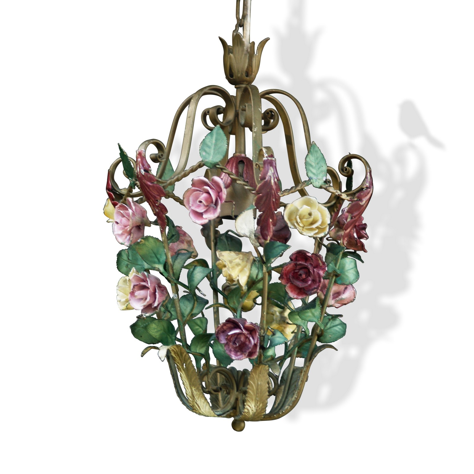 Hängelampe Rosen rosa gelb Florentiner-Stil Rosen Lampe Vintage