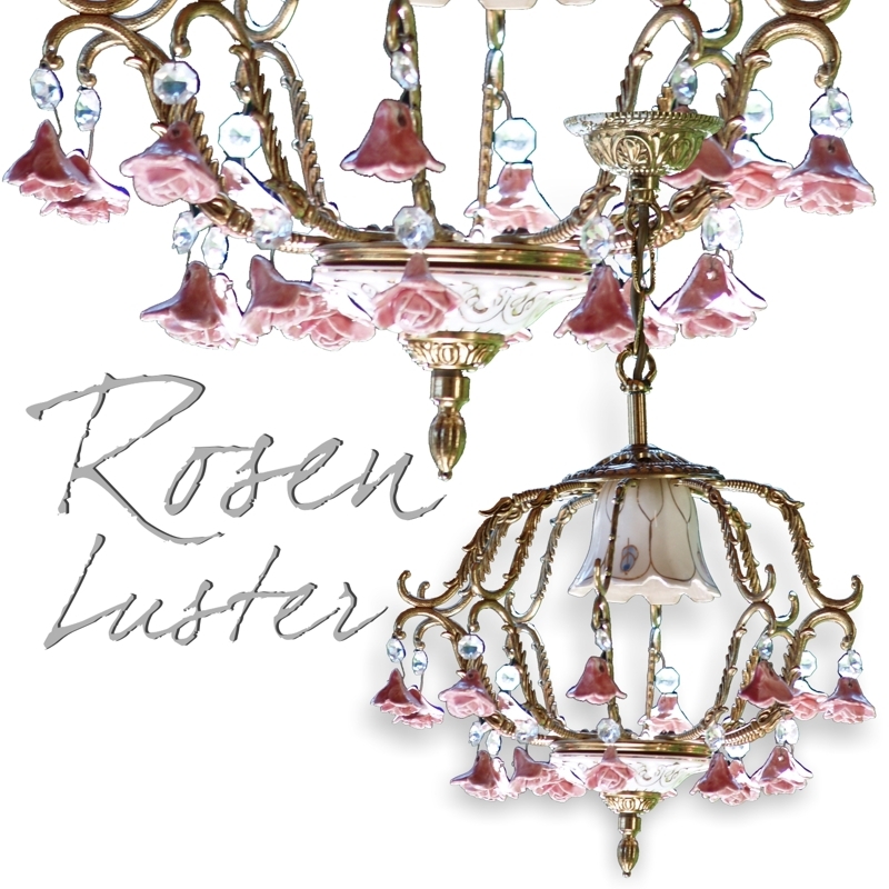 Luster Messing Keramik Rosen Hängelampe Keramik Shabby Chic Shabby Chic Korb Leuchter mit Keramik Rosen