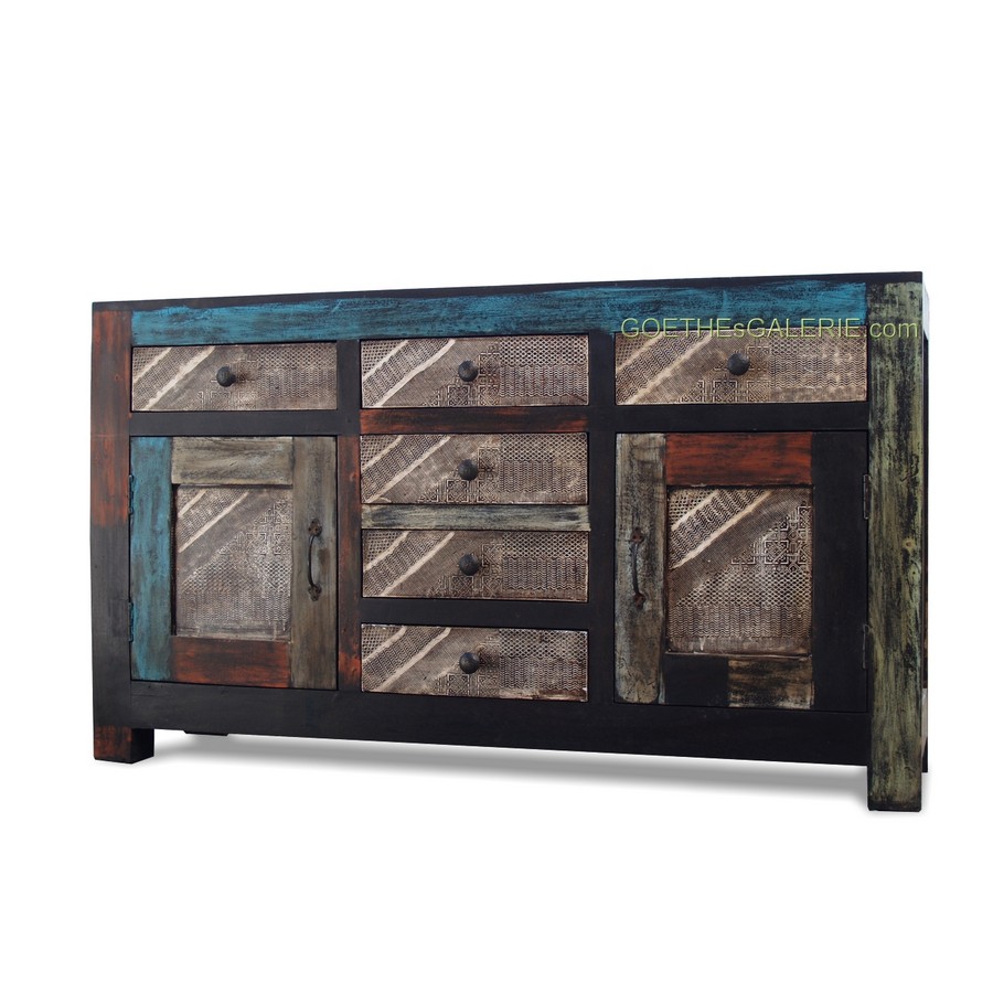 moderne Kommode blau Industrial Shabby Style Kommode bemalt Junkstyle