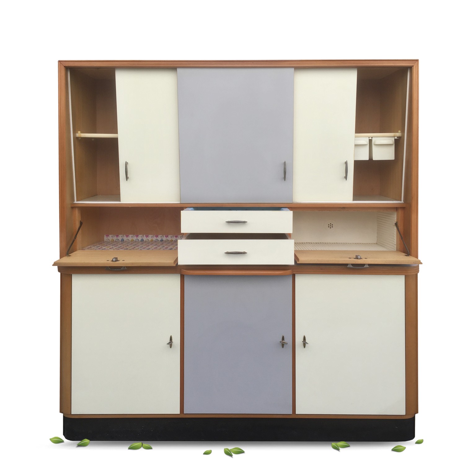 Küchenschrank creme grau Midcentury Schrank Vintage Schütten Retro Küchenschrank creme grau Midcentury Schrank Vintage Schütten Retro