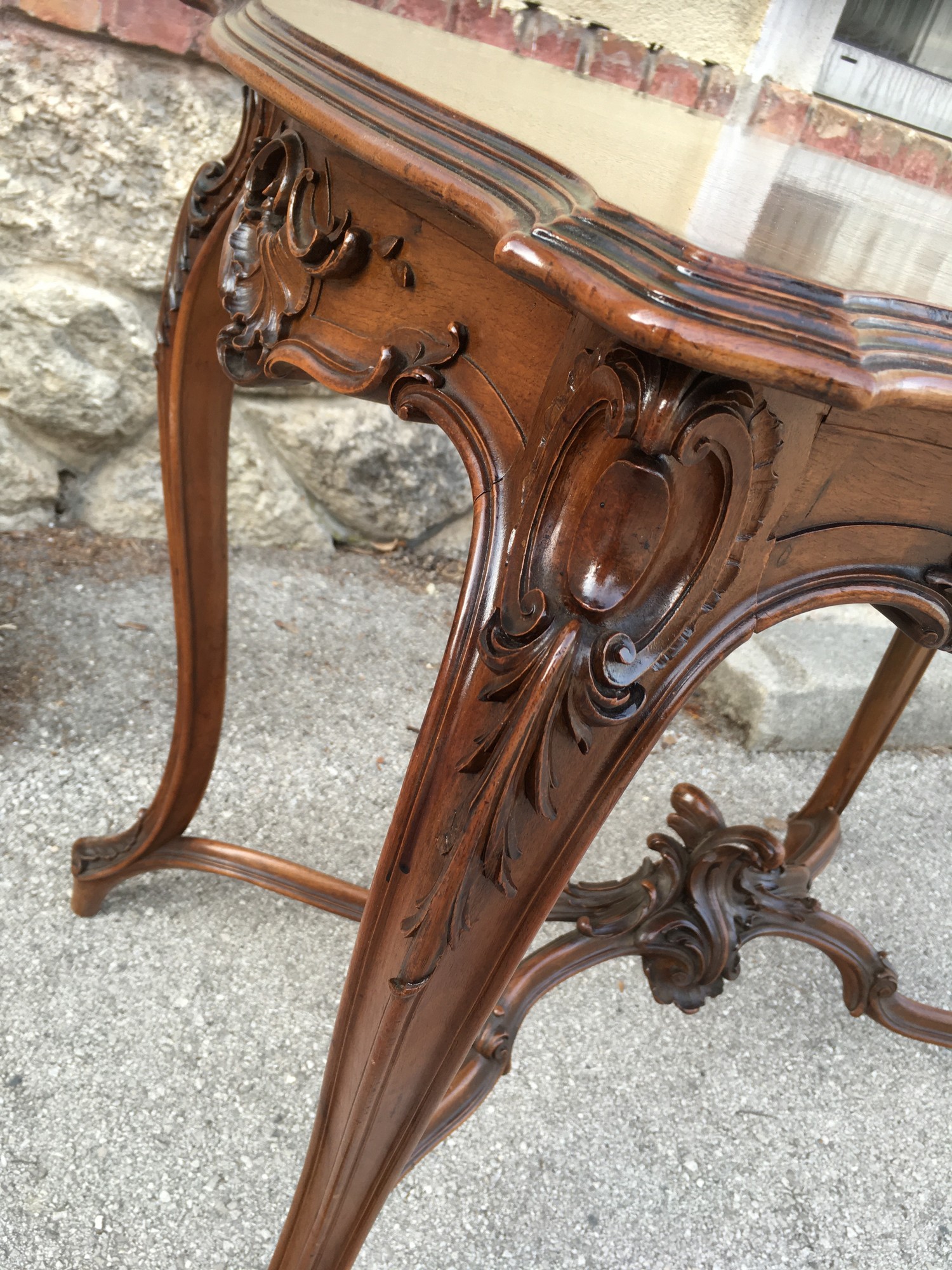 Tisch antik Salontisch Glasplatte Wiener Barock Pfeiferlbarock original