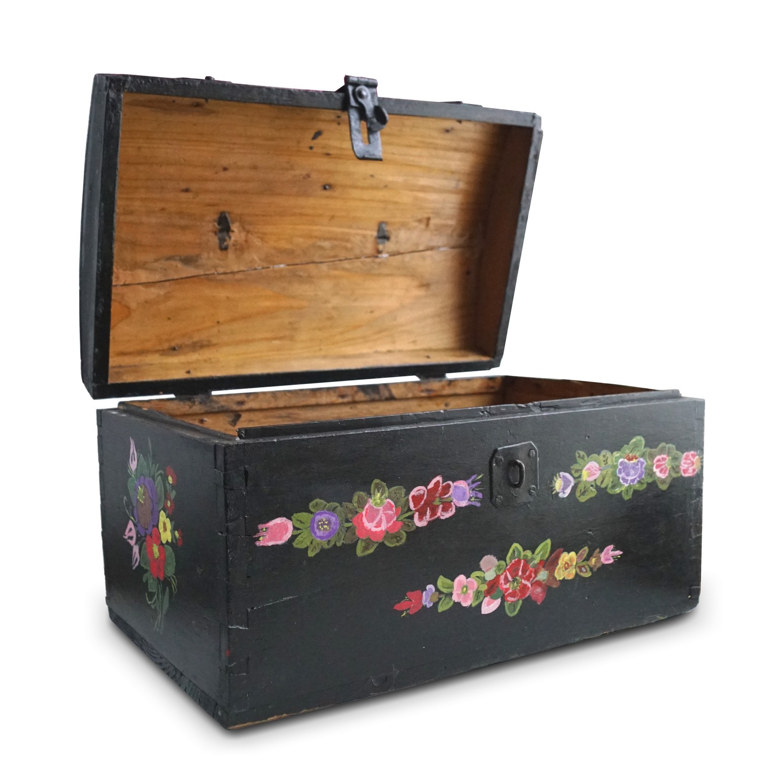 Truhe Bauerntruhe klein bemalt Griff antik Truhe Bauerntruhe klein bemalt Griff antik