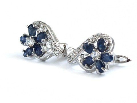 925 Silber Ohrstecker glitzernd Zirkonia Saphire