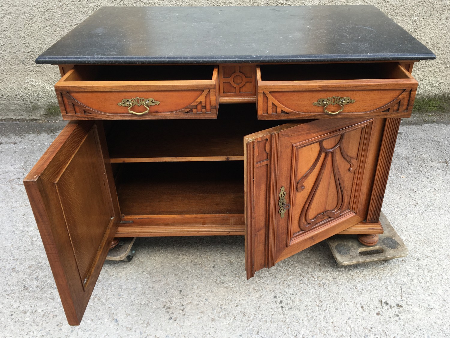 Kommode Anrichte Jugendstil Ornamente antik Marmorplatte Waschtisch