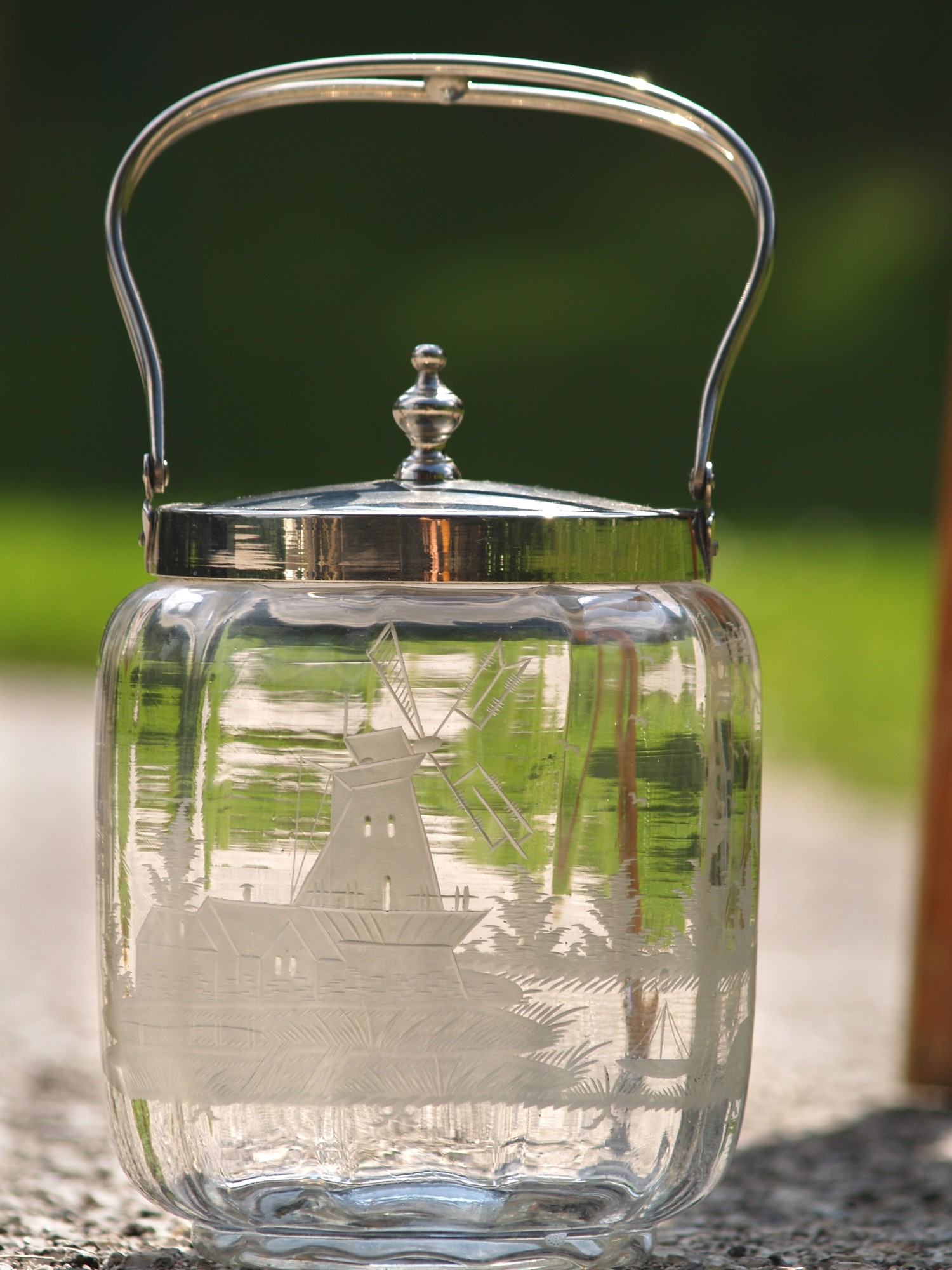 Glas Keksdose Vintage Deckeldose Vorratsdose Dose Windmühle