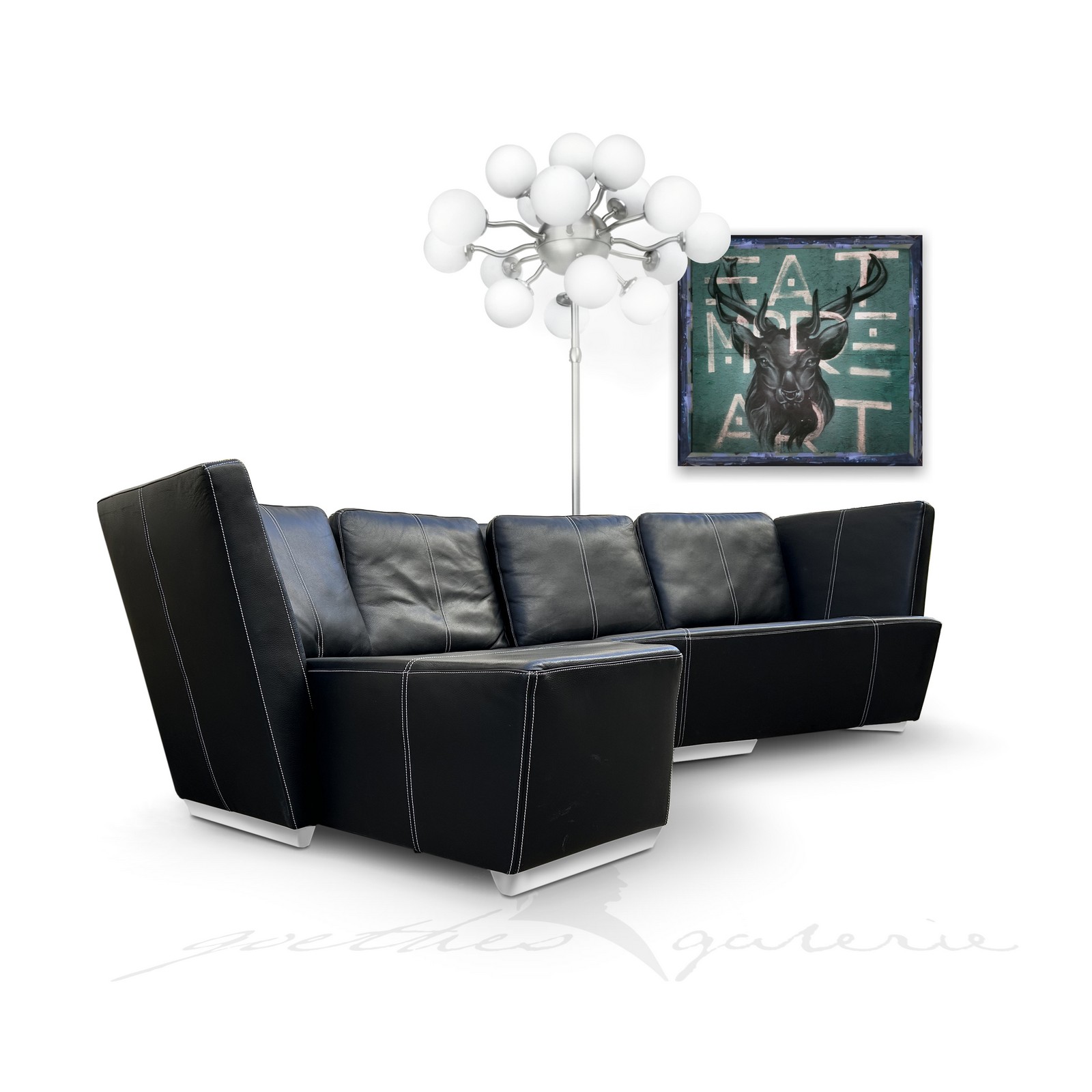 Bretz Designersofa Leder schwarz Couchlandschaft 2-teilig