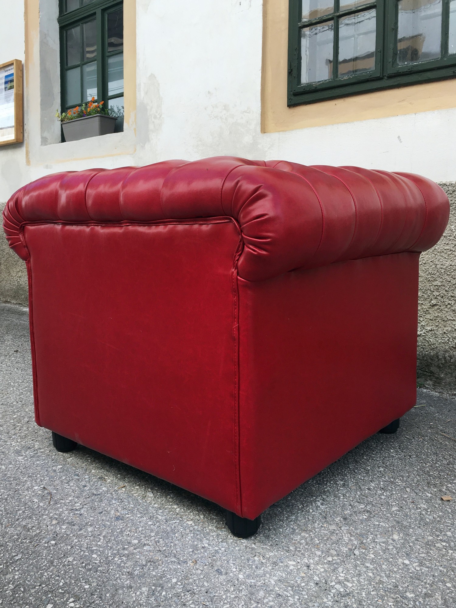 Chesterfield Sessel Clubsessel Stuhl Lederstuhl rot Armlehnstuhl