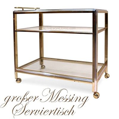Servierwagen Tisch Chrom Messing Glas Beistelltisch im Stile: Bauhaus / 70s Servierwagen Tisch Chrom Messing Glas Beistelltisch im Stile: Bauhaus / 70s