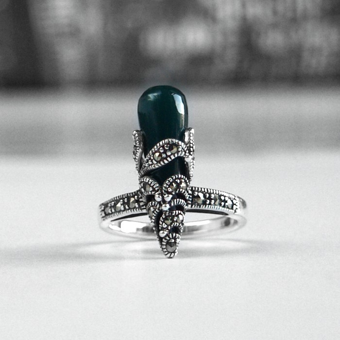 Ring 925 grüner Stein Markasiten