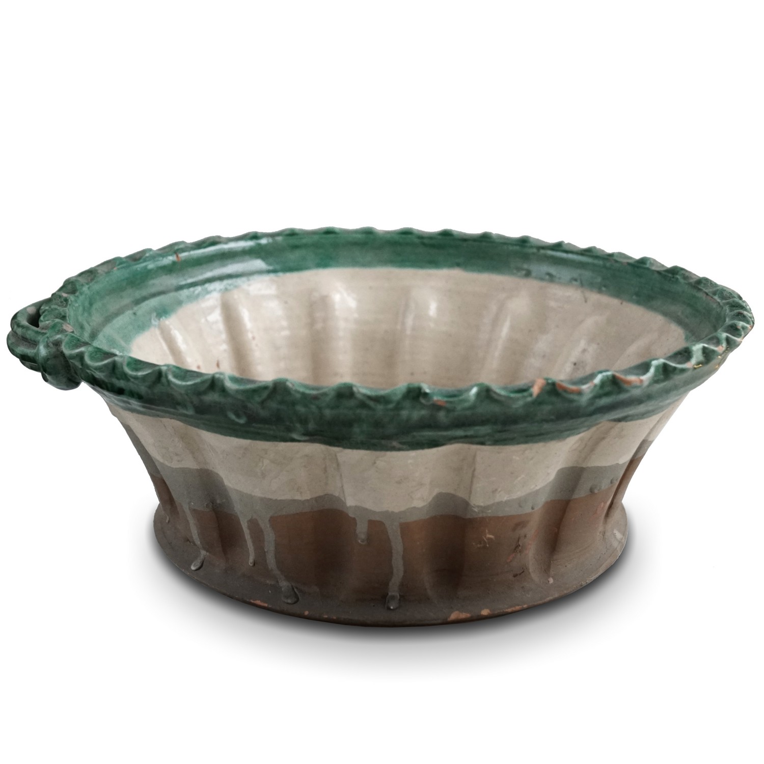 Schüssel antike Schale handgemachte Keramik Wellenrand - Traumstück! Schüssel Schale Keramik roter Scherben Wandteller Wellenrand bemalt