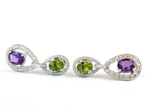 Ohrstecker 925 Silber Edelstein Schmuck Amethyst Peridot Ohrstecker 925 Silber Peridot