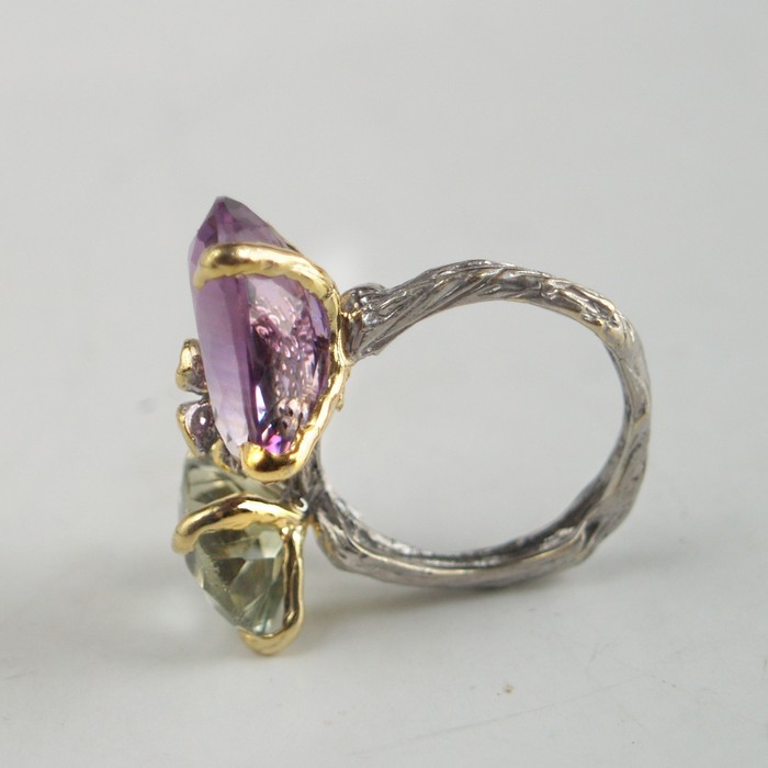 Ring 925 Silber Edelsteine Blüten Blumen Amethyst handgefertigt