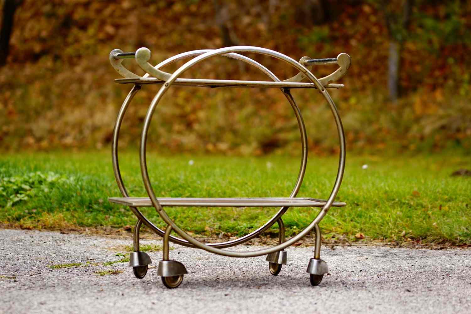 Original Vintage Serviertisch Artdeco Barwagen Bauhaus Stahlrohr Retro Möbel