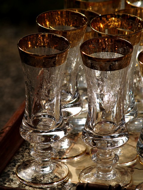 Bleikristallgläser Murano Medici Goldrand Sektgläser Vintage vergoldet Champagnerflöten